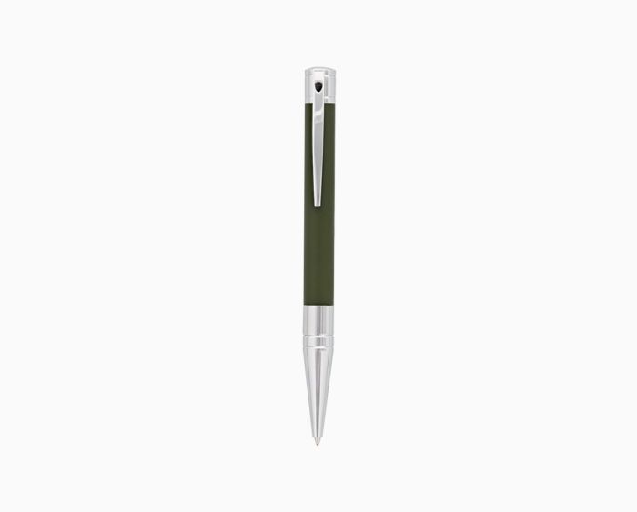 S.T. DUPONT D-INITIAL BALLPOINT MILITARY GREEN LACQUER/SILVER METAL PEN 265226