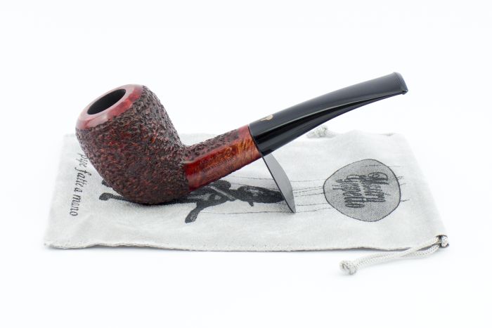 PIPE MASTRO GEPPETTO STRAIGHT PEAR RUSTICATED DARK BROWN PMGR028