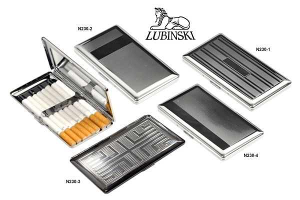 Lubinski - Porta Sigarette 8 in Pelle Arrotondato - NERO