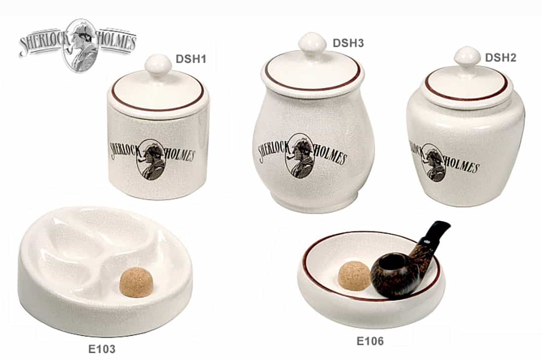 VASO PORTATABACCO BATTIPIPA LUBINSKI SHERLOCK HOLMES CERAMICA CRAQUELE' DSH1-DSH2-DSH3-E103-E106