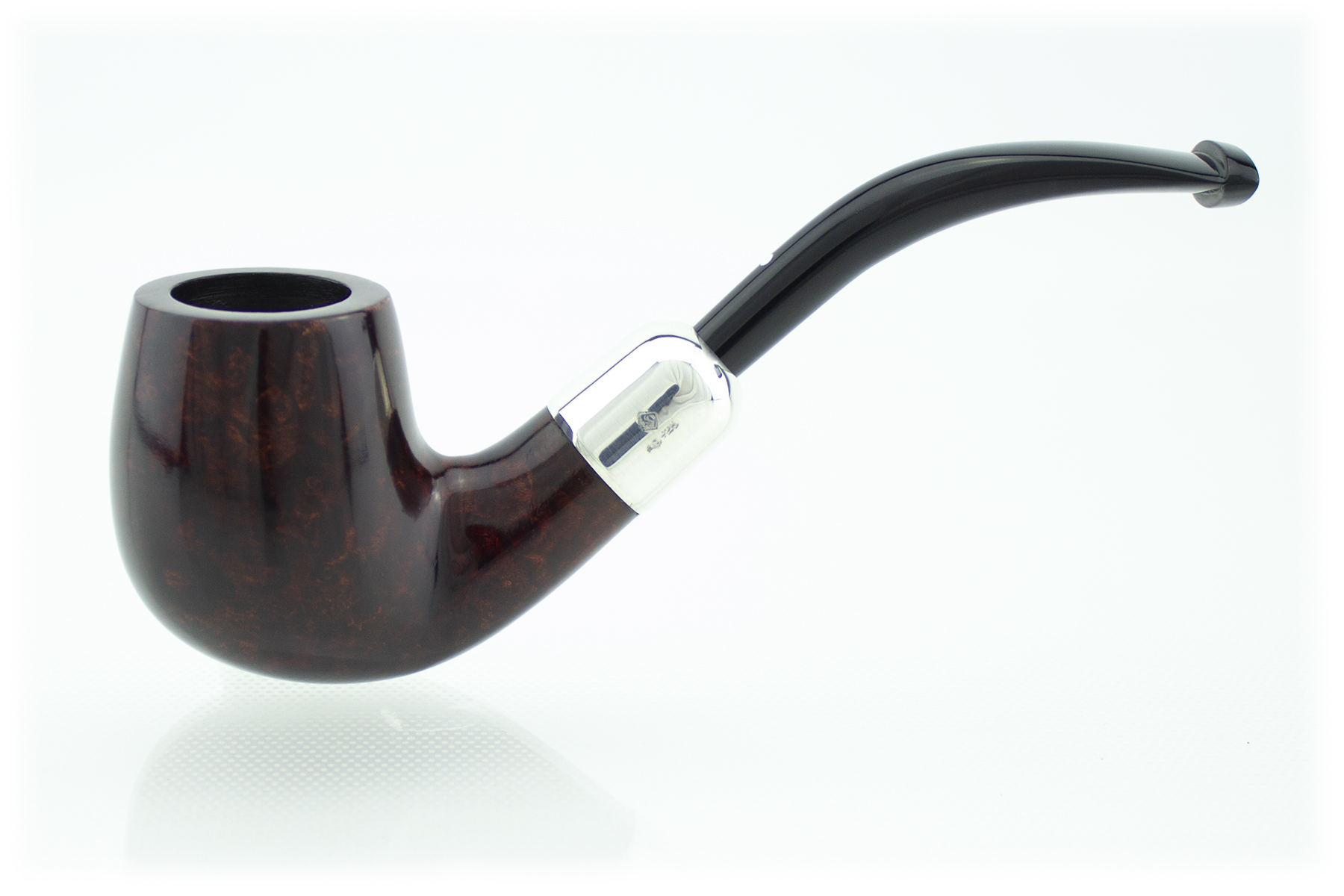 PIPA DUNHILL BRUYERE 3102  LISCIA GRUPPO 3 BENT BILLIARD VERA OLIVE ARGENTO 0920-DPB3102