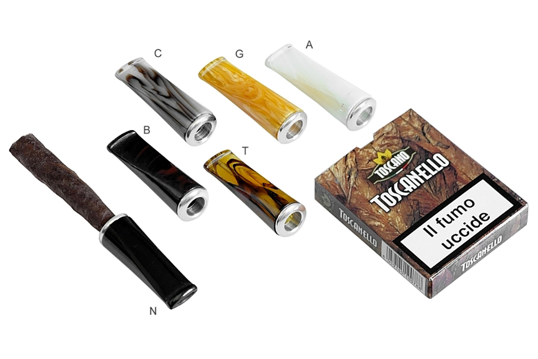 BOCCHINO CORTO PER SIGARO TOSCANO FUMA TOSCANI LUBINSKI METACRILATO CON SALVAFUOCO H355