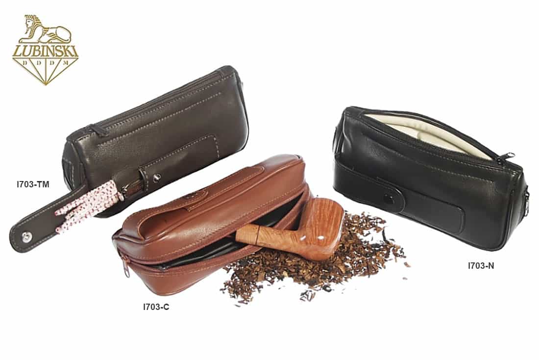 BORSELLO PORTA PIPA E TABACCO LUBINSKI CON TASCHINO ACCESSORI IN NAPPA I703
