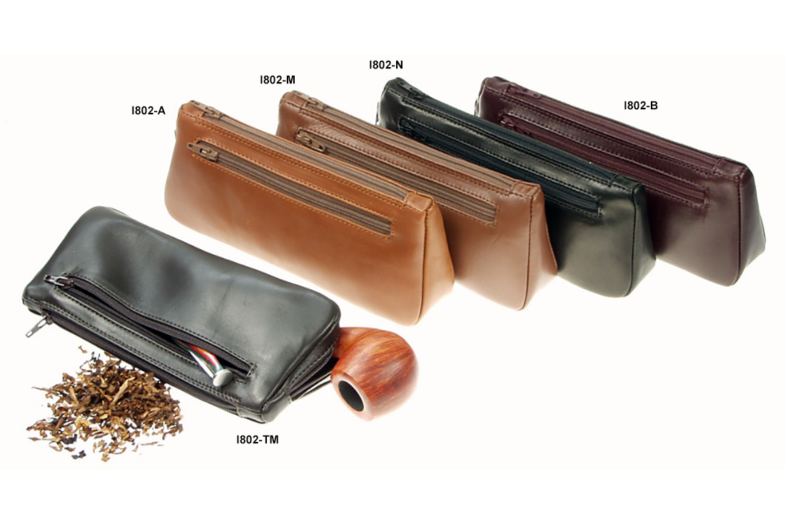 BORSA PORTA PIPA E TABACCO LUBINSKI IN PELLE DI VITELLO 3 TASCHE I802