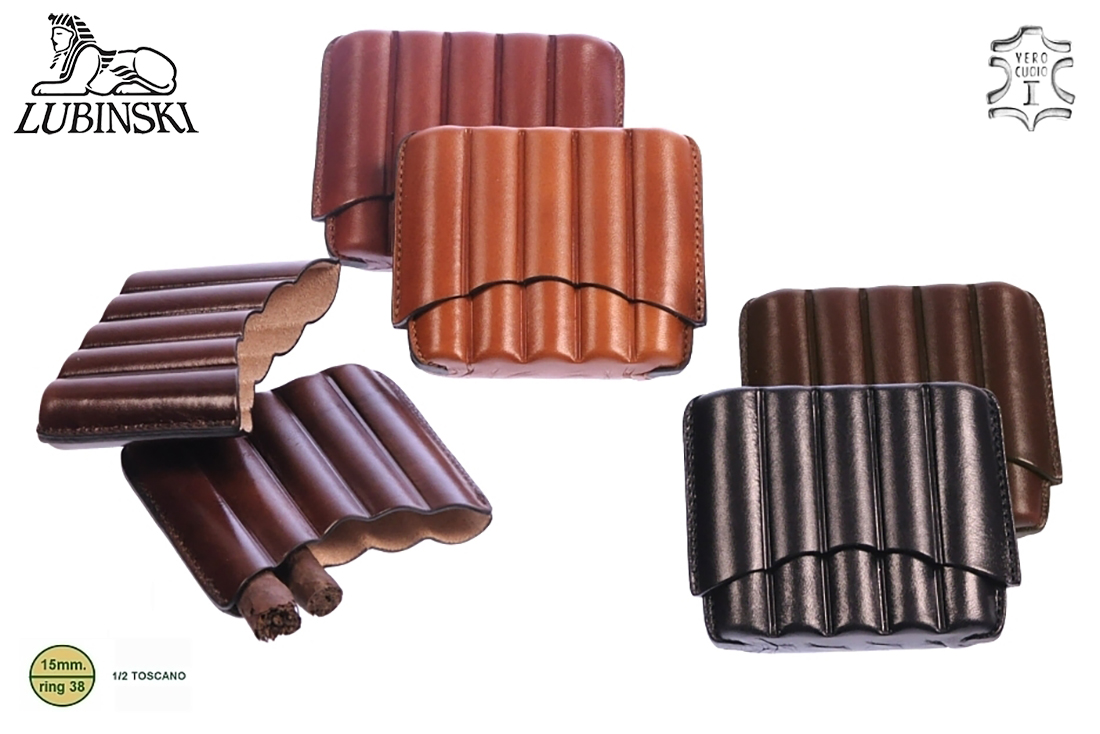 PORTASIGARI LUBINSKI ASTUCCIO IN CUOIO PER 5 MEZZI SIGARI TOSCANI TOSCANELLO M50885