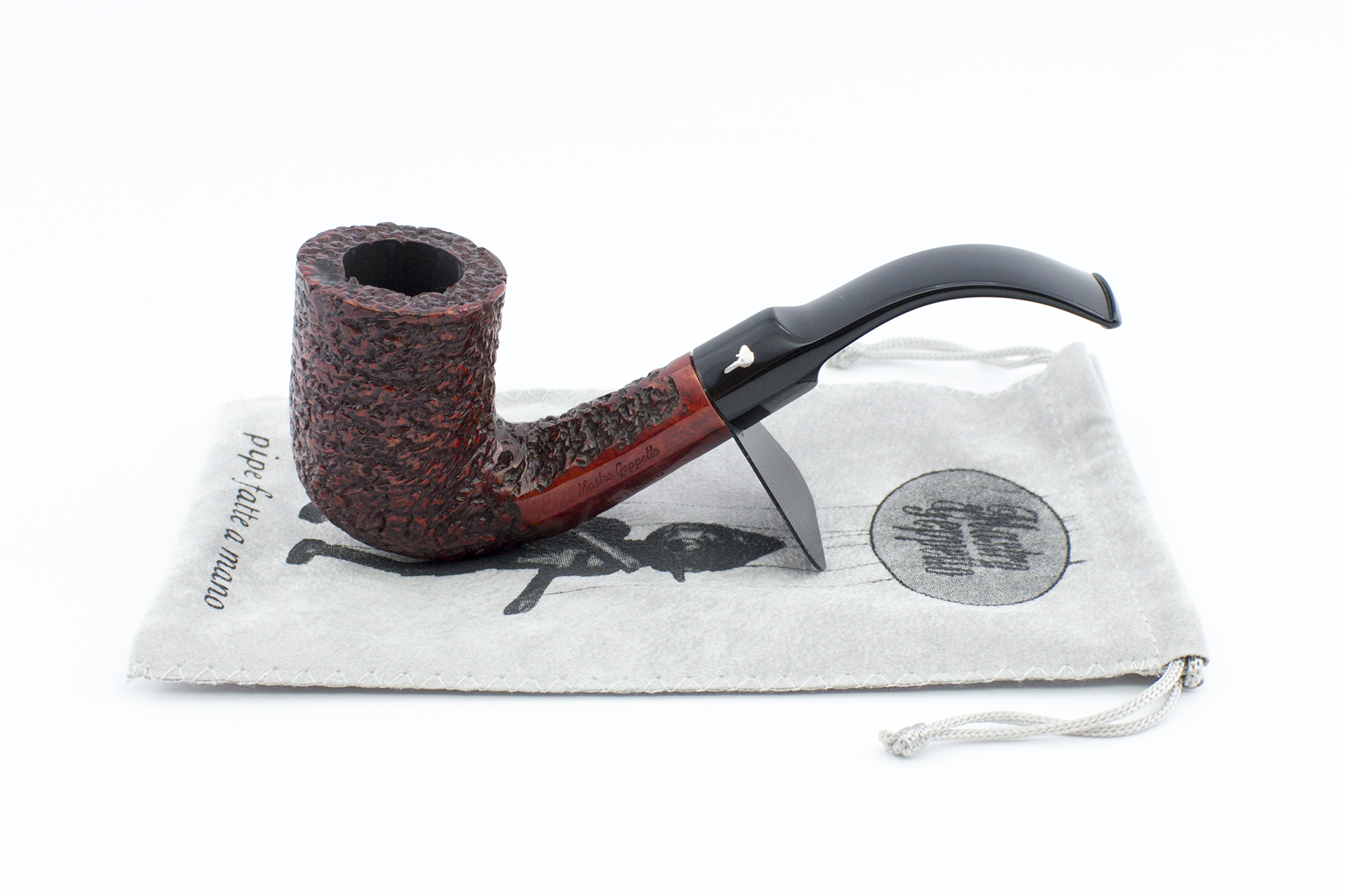 PIPA MASTRO GEPPETTO BILLIARD CURVA MARRONE SCURO RUSTICATA PMGR012 PMGR012