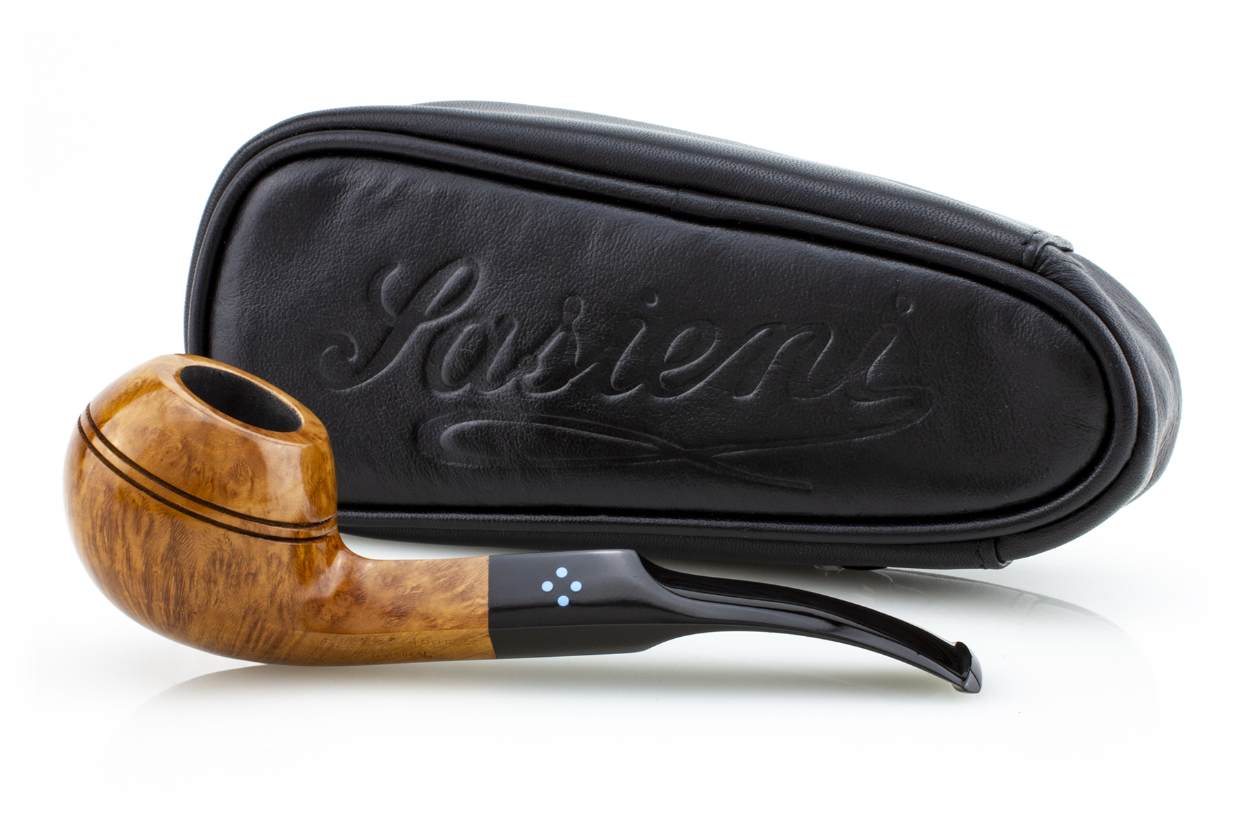 PIPA SASIENI 4 DOT NATURAL POLISHED PASA-4DOTNL-01 BENT RHODESIAN