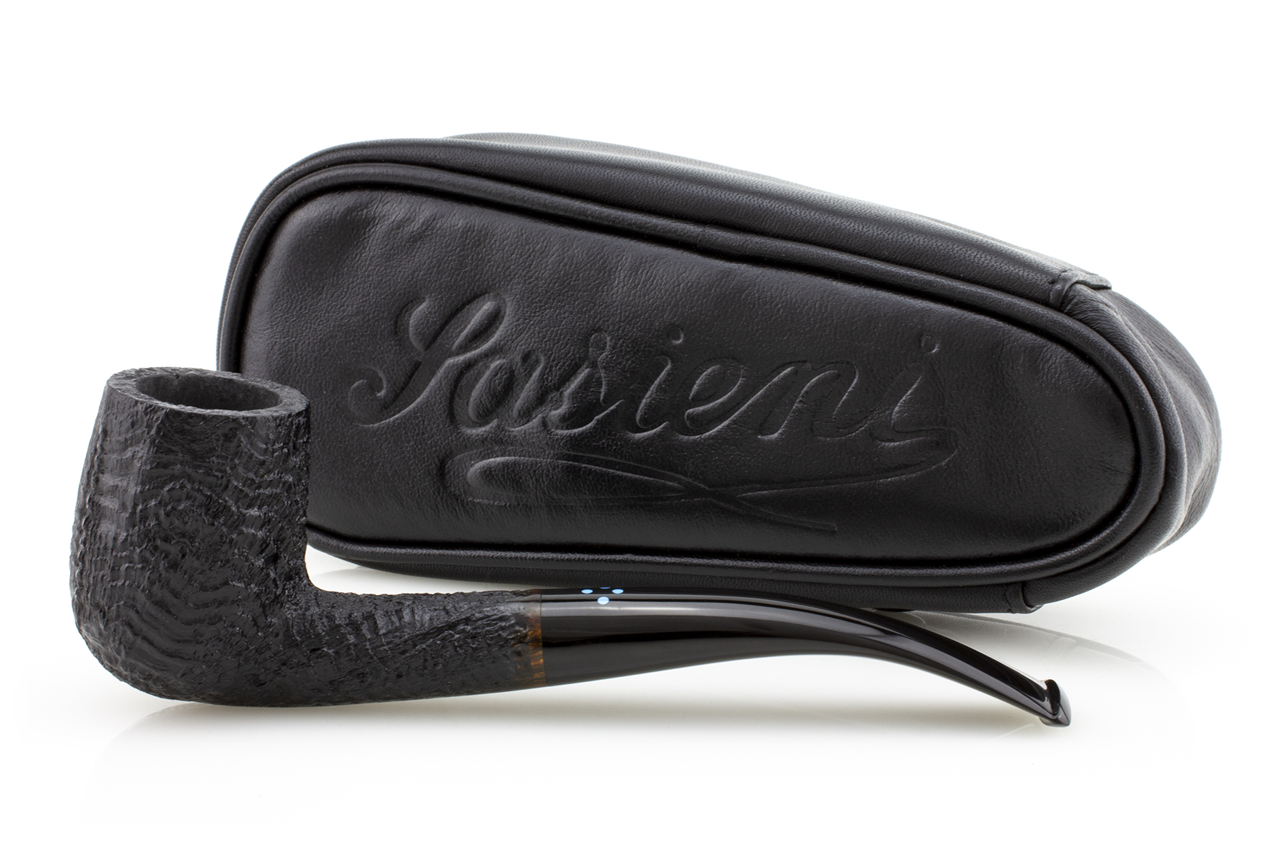 PIPA SASIENI 4 DOT RUFF ROOT DARK SANDBLASTED PASY25-SA4DOTRRDS-01 BENT BILLIARD PASY25-SA4DOTRRDS-01-BENTBIL