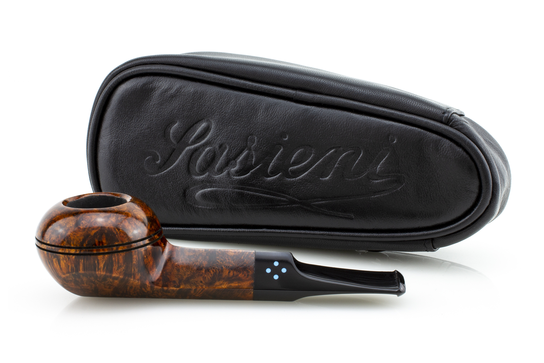 PIPA SASIENI 4 DOT WALNUT POLISHED PASY25-SA4DOTWP-09 SQUAT BULLDOG PASY25-SA4DOTWP-09-SQUATBIL