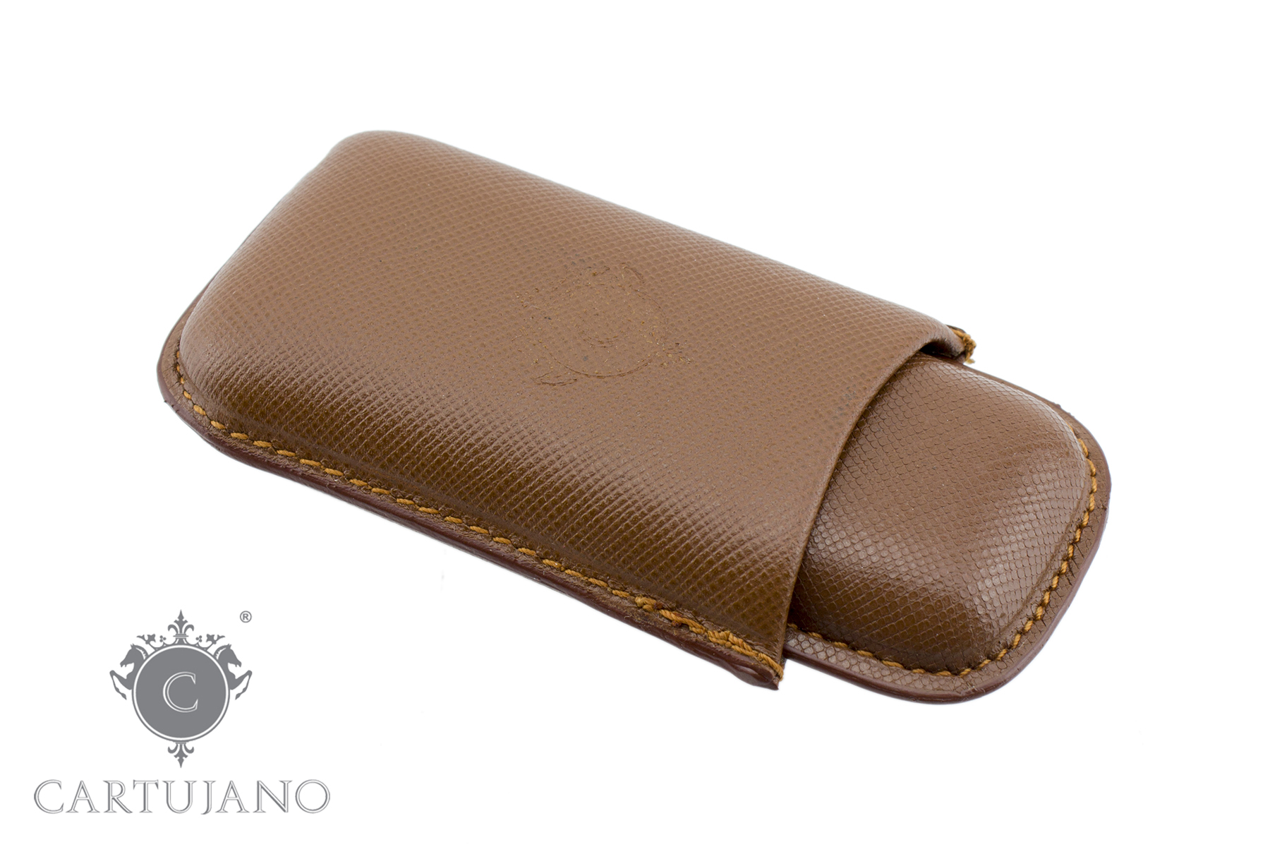 PORTASIGARI ASTUCCIO TOSCANELLO CARTUJANO PER DUE AMMEZZATI TOSCANI IN PELLE SAFFIANO MARRONE CHIARO CJ2AT-PSMA