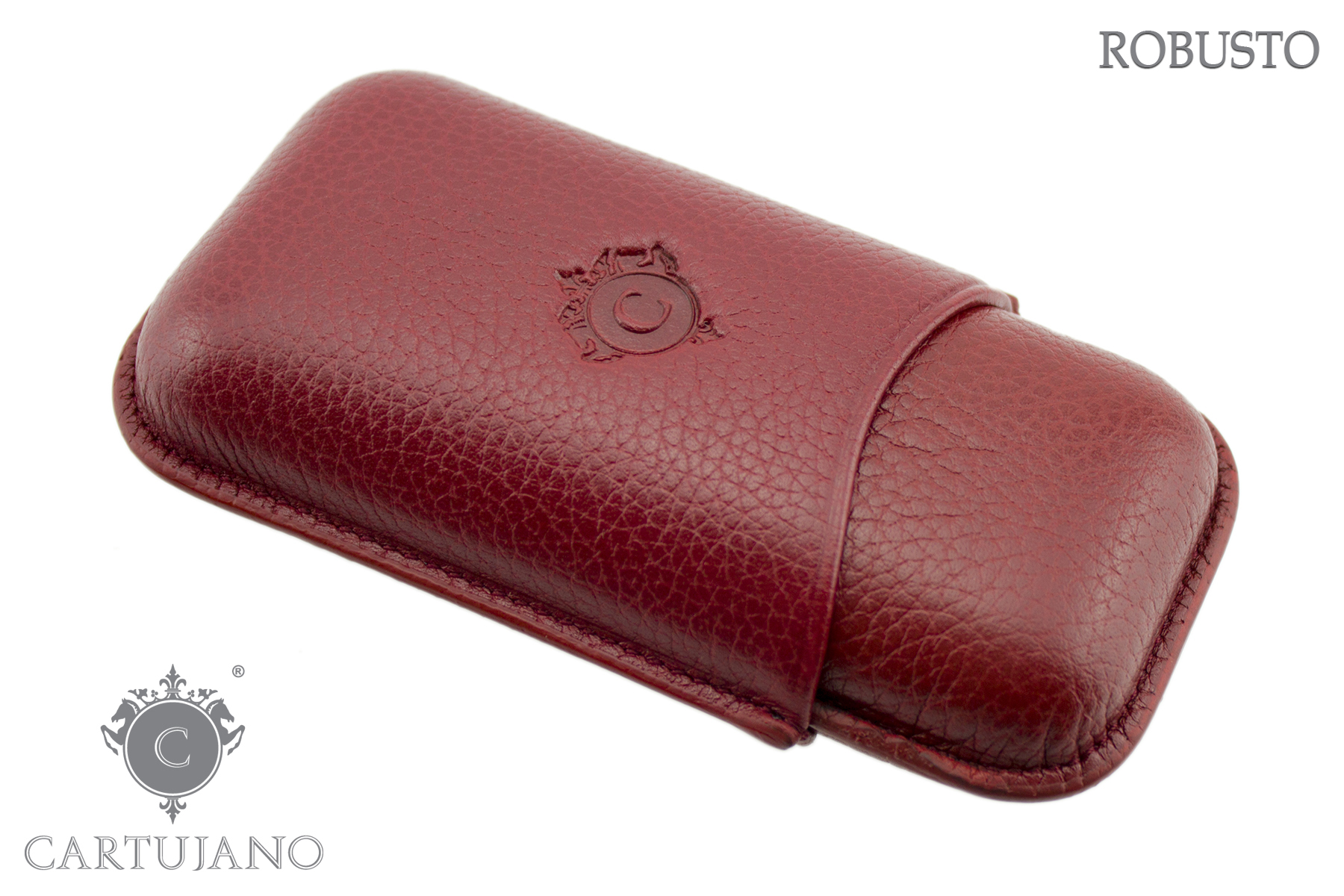 PORTASIGARI CARTUJANO PER DUE SIGARI ROBUSTO PELLE MARTELLATA BORDEAUX CJ2RO-PMRB