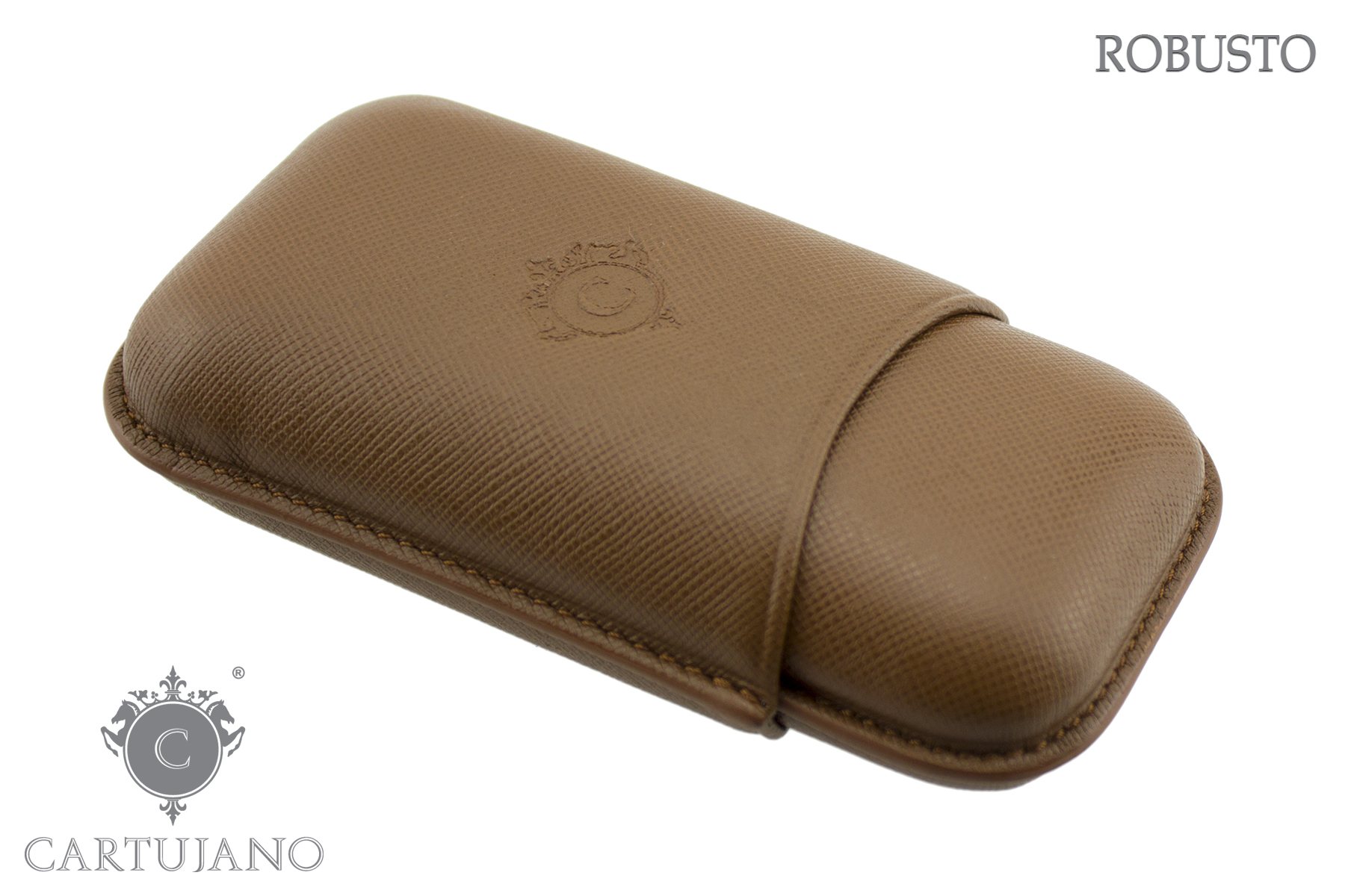 PORTASIGARI CARTUJANO PER DUE SIGARI ROBUSTO PELLE SAFFIANO MARRONE CJ2RO-PSMA