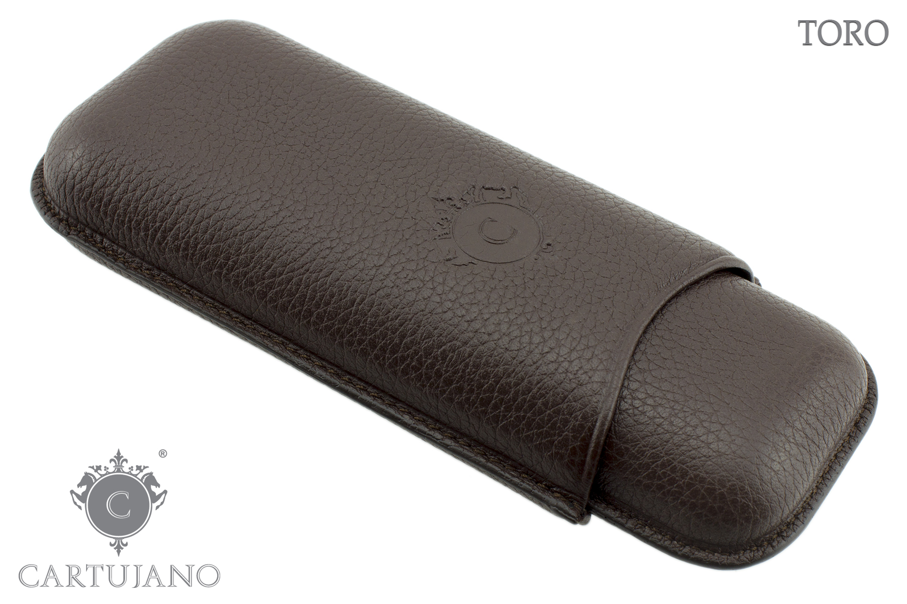 PORTASIGARI CARTUJANO PER DUE SIGARI TORO PELLE MARTELLATA MARRONE SCURO CJ2TO-PMTM