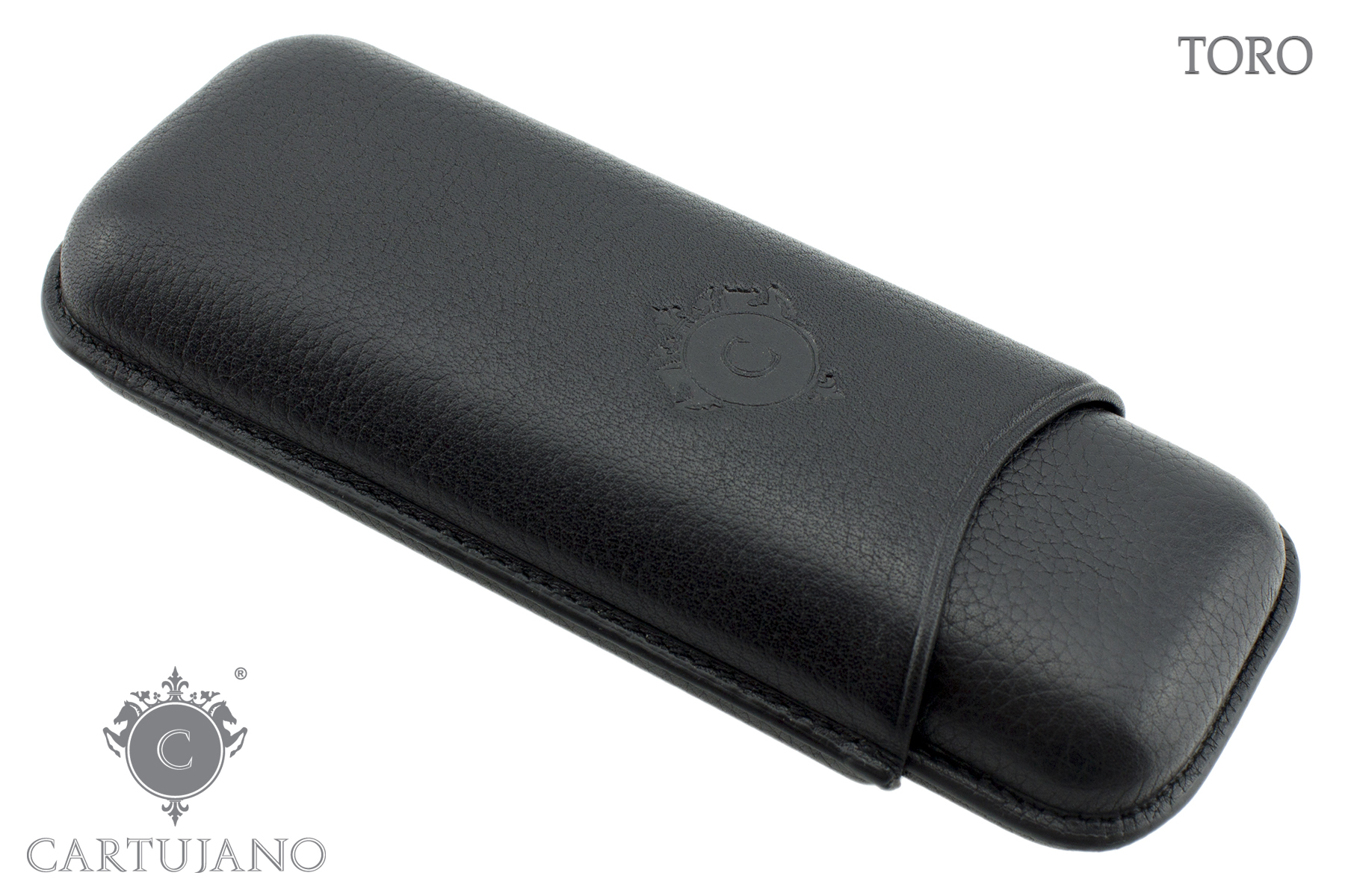PORTASIGARI CARTUJANO PER DUE SIGARI TORO PELLE MARTELLATA NERO CJ2TO-PMNE