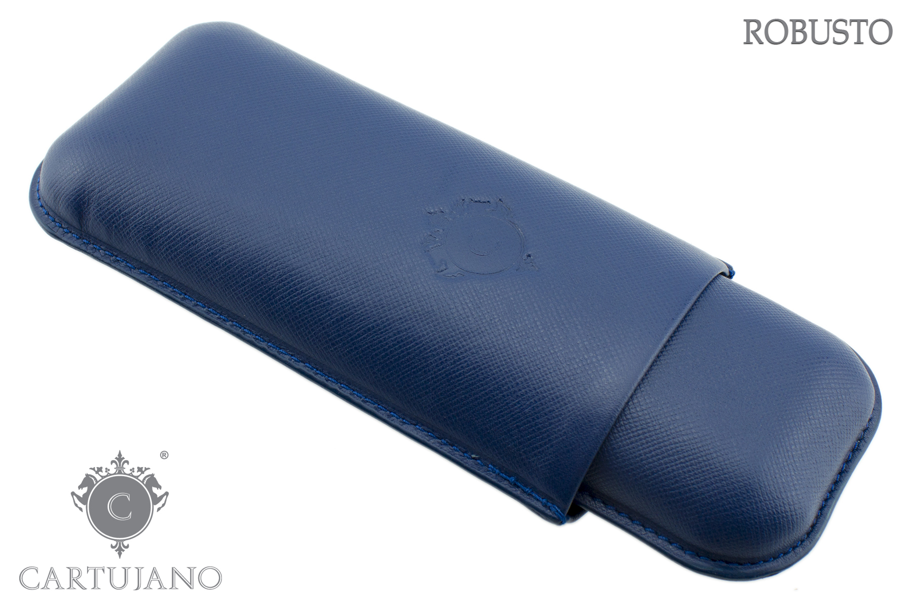PORTASIGARI UMIDIFICATORE CARTUJANO PER DUE SIGARI ROBUSTO IN PELLE BLU CJ2RH-PSBL