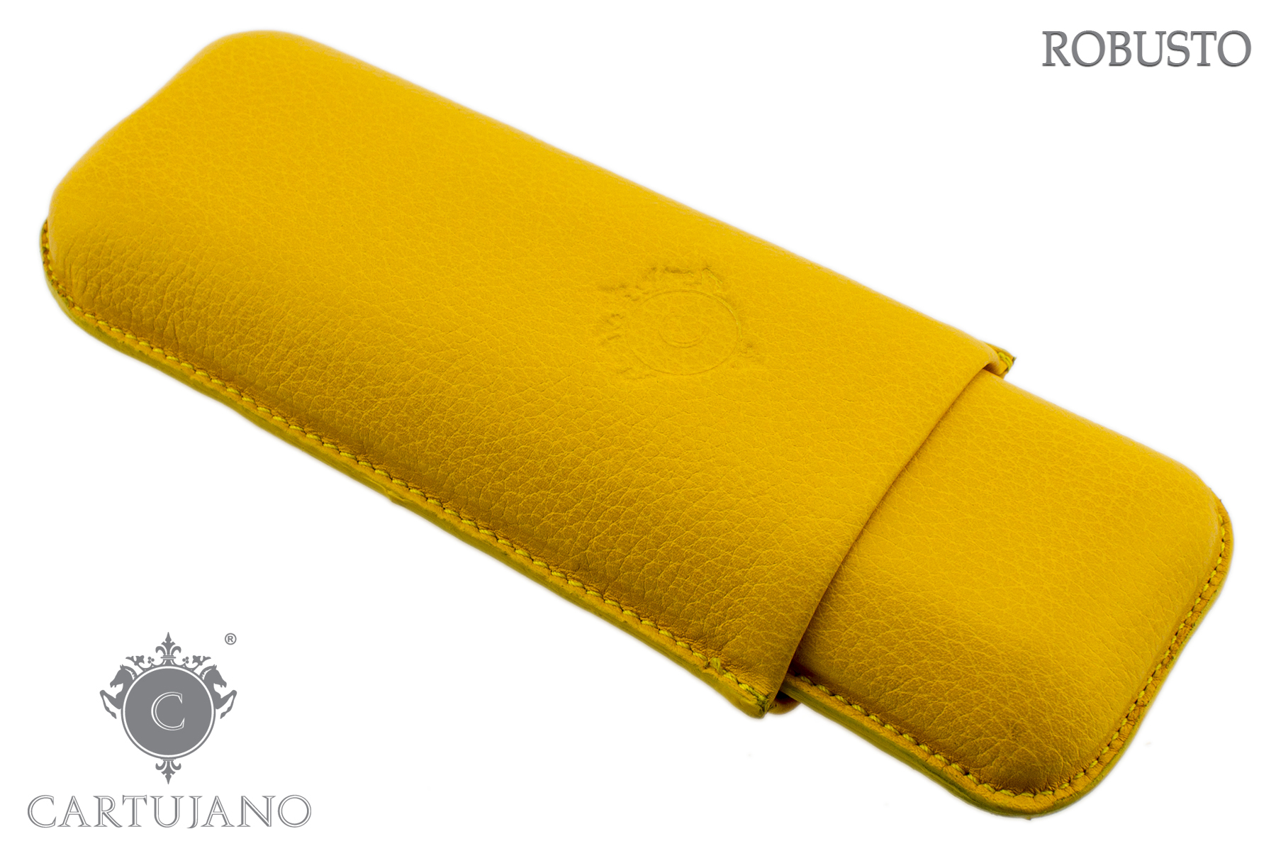 PORTASIGARI UMIDIFICATORE CARTUJANO PER DUE SIGARI ROBUSTO IN PELLE GIALLO CJ2RH-PMGS