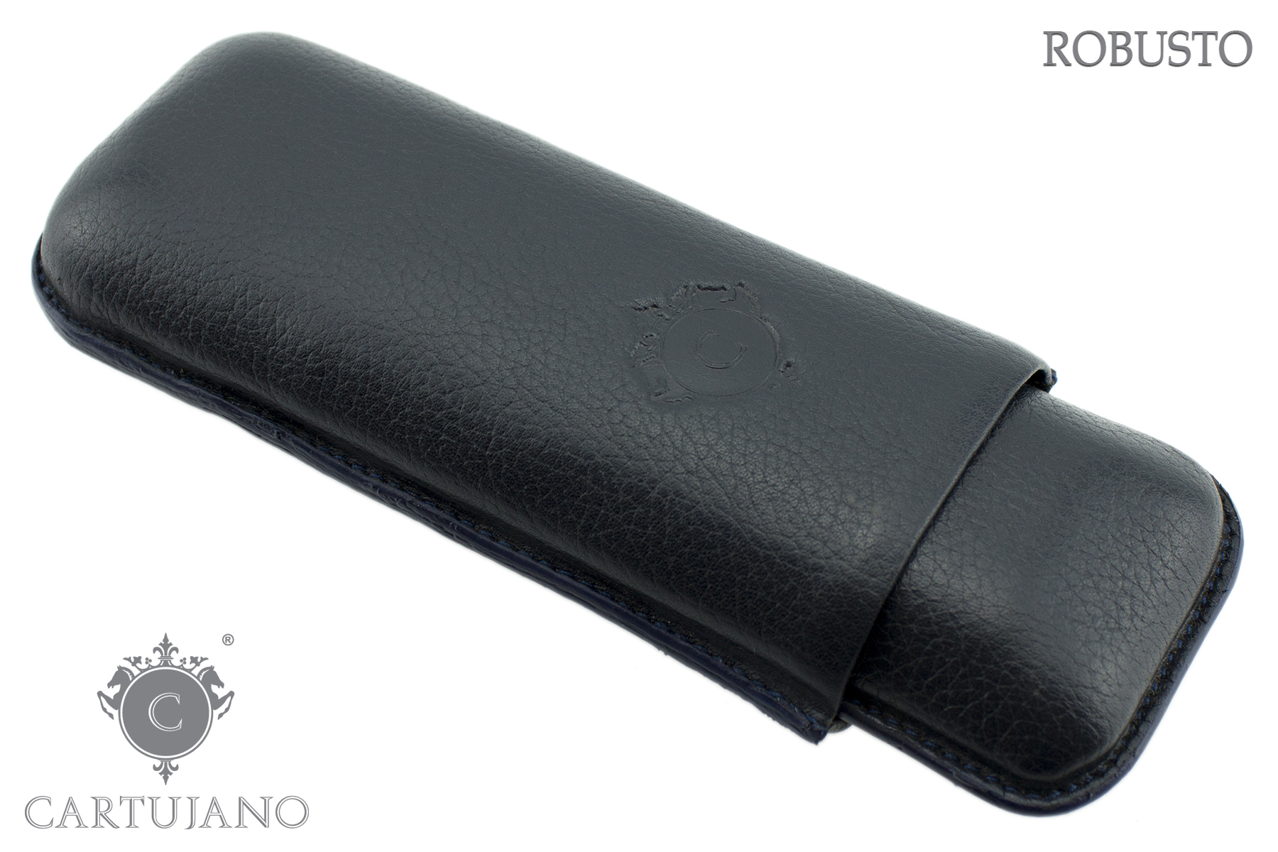 PORTASIGARI UMIDIFICATORE CARTUJANO PER DUE SIGARI ROBUSTO IN PELLE NERO CJ2RH-PMNE