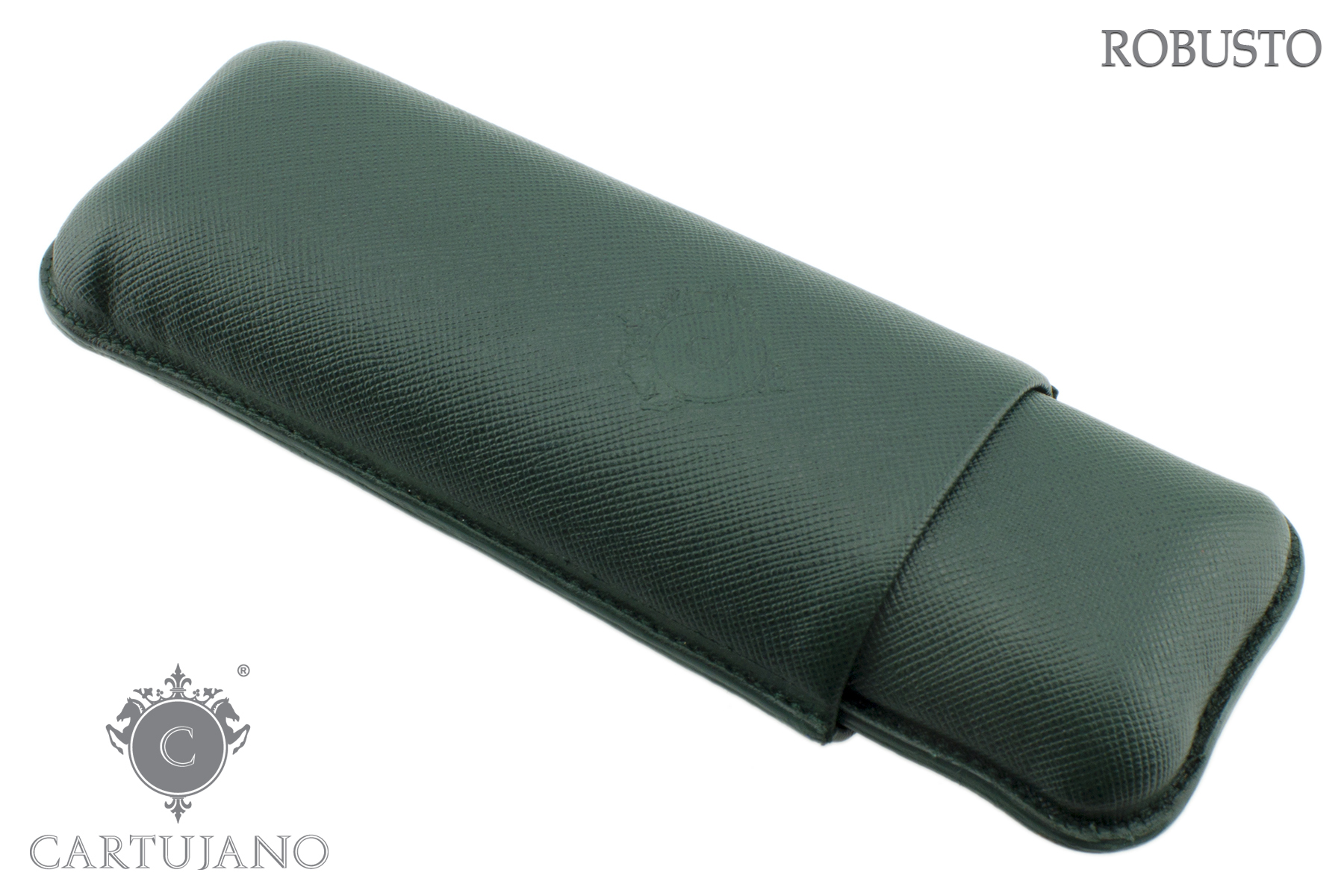 PORTASIGARI UMIDIFICATORE CARTUJANO PER DUE SIGARI ROBUSTO IN PELLE  VERDE CJ2RH-PSVE
