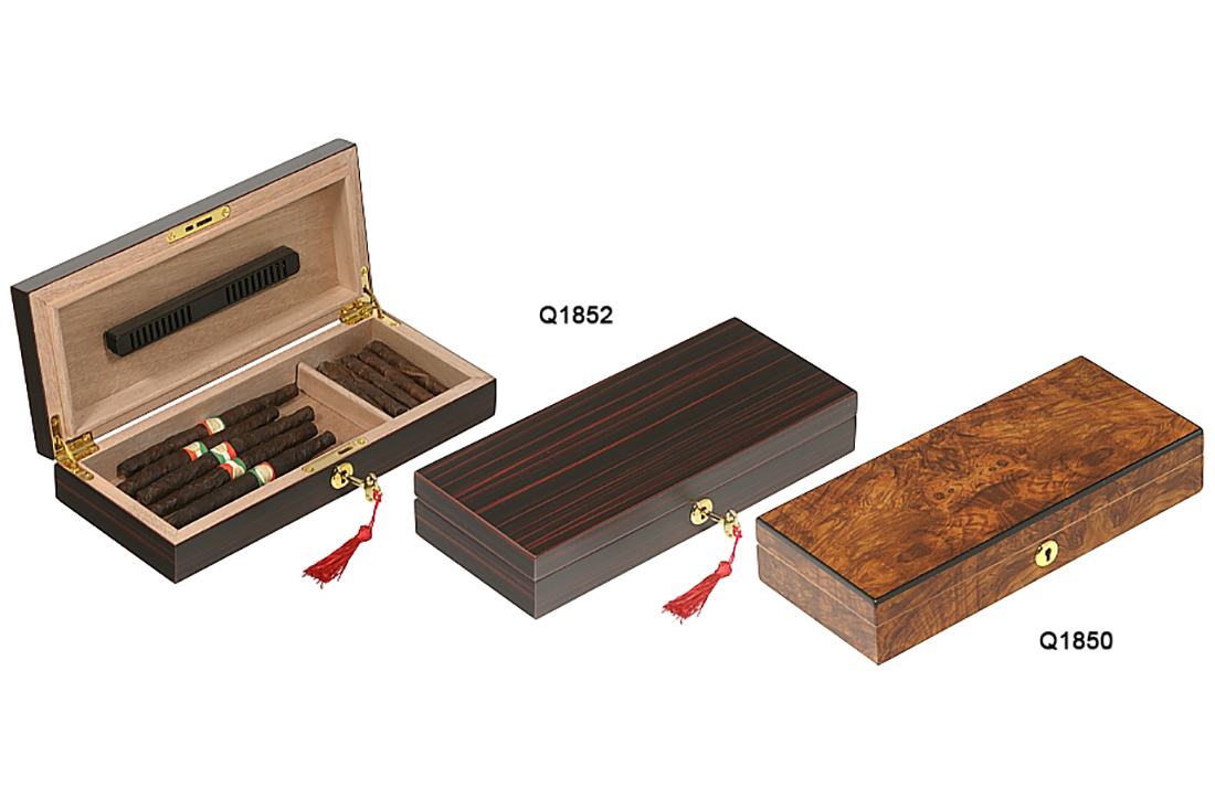SCATOLA HUMIDOR PORTASIGARI LUBINSKI 15 TOSCANI UMIDIFICATORE LEGNO  Q1850-Q1852