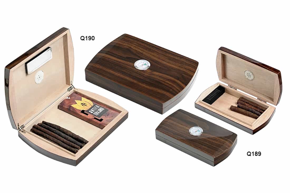 SCATOLA PORTASIGARI LUBINSKI LEGNO CEDRO NOCE SCURO LUCIDO Q189-Q190 Q189-Q190