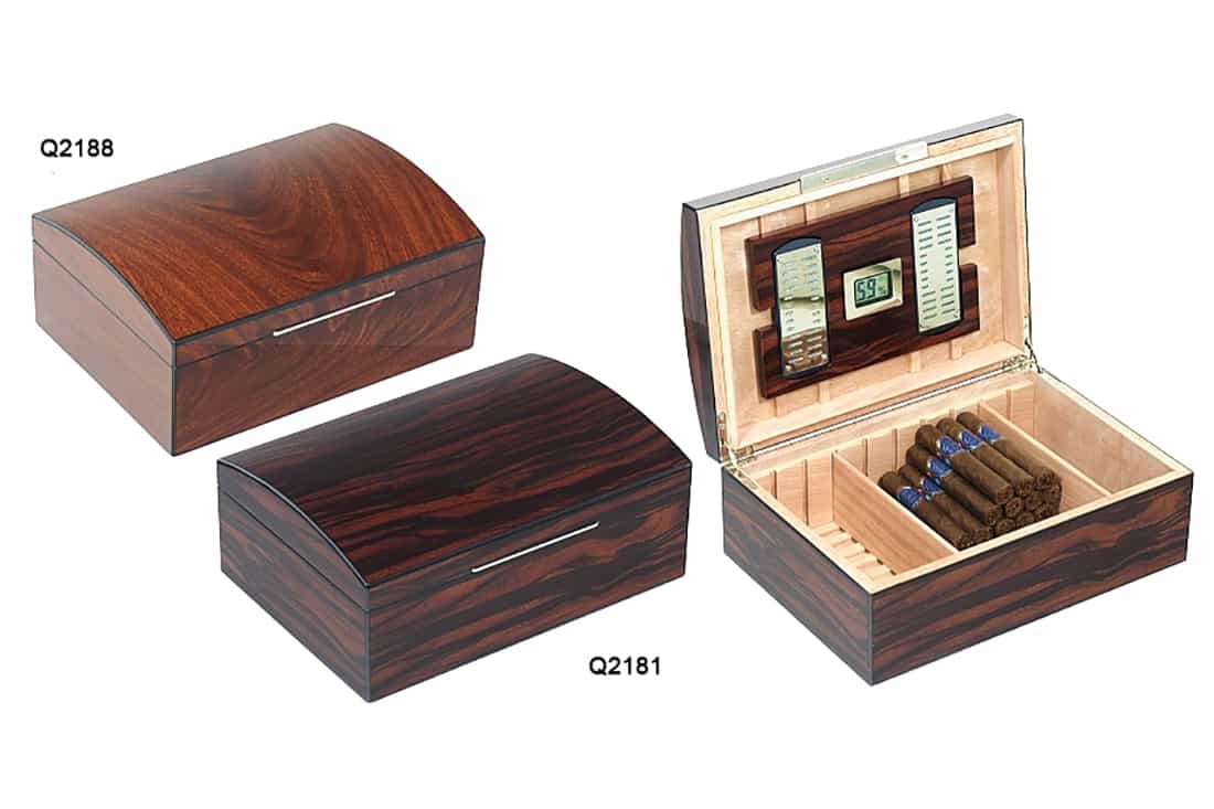 SCATOLA HUMIDOR PORTASIGARI UMIDIFICATORE 100 SIGARI LUBINSKI ARROTONDATO Q2181-Q2188