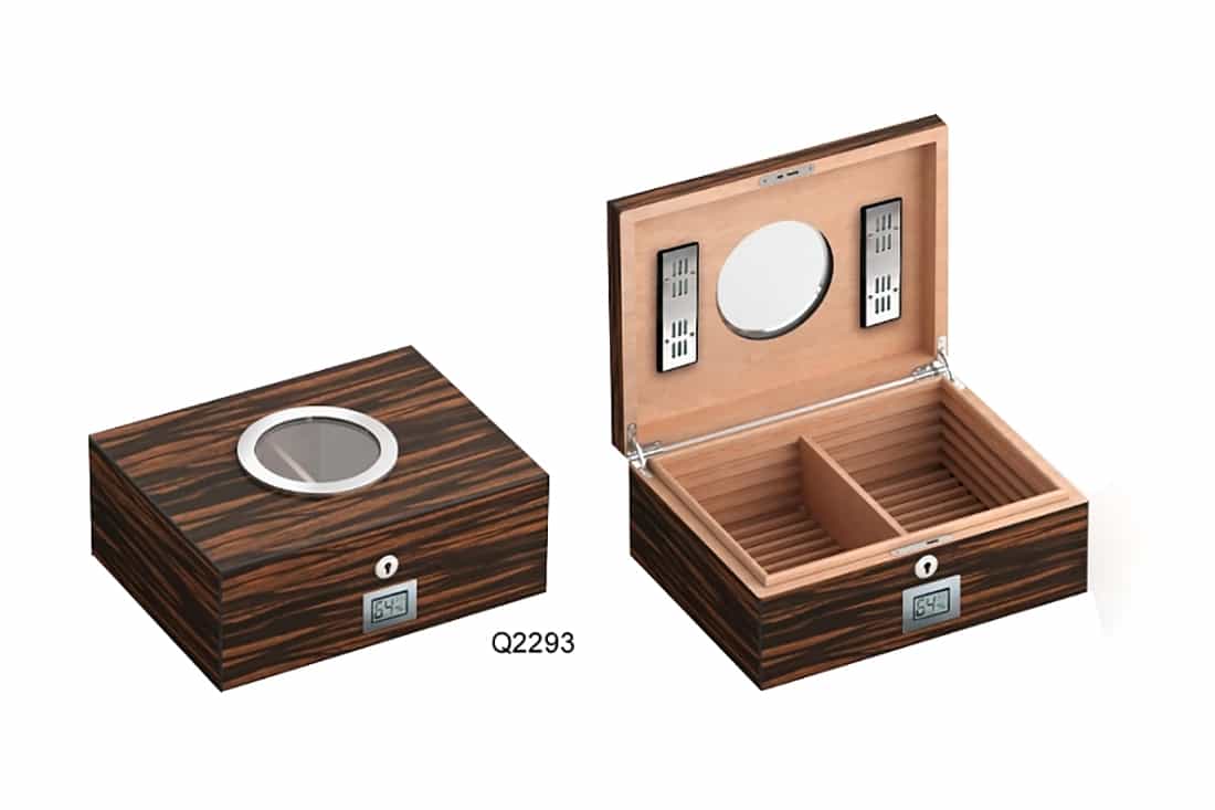 SCATOLA HUMIDOR PORTASIGARI UMIDIFICATORE 70 SIGARI LUBINSKI OBLO EBANO Q2293