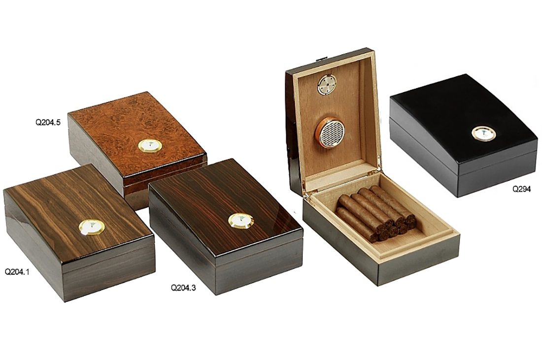 SCATOLA HUMIDOR PORTASIGARI UMIDIFICATORE LUBINSKI 30 SIGARI LEGNO LUCIDO Q204-Q294