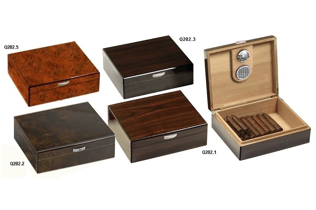 SCATOLA HUMIDOR PORTASIGARI UMIDIFICATORE LUBINSKI 40 SIGARI LEGNO LUCIDO Q202
