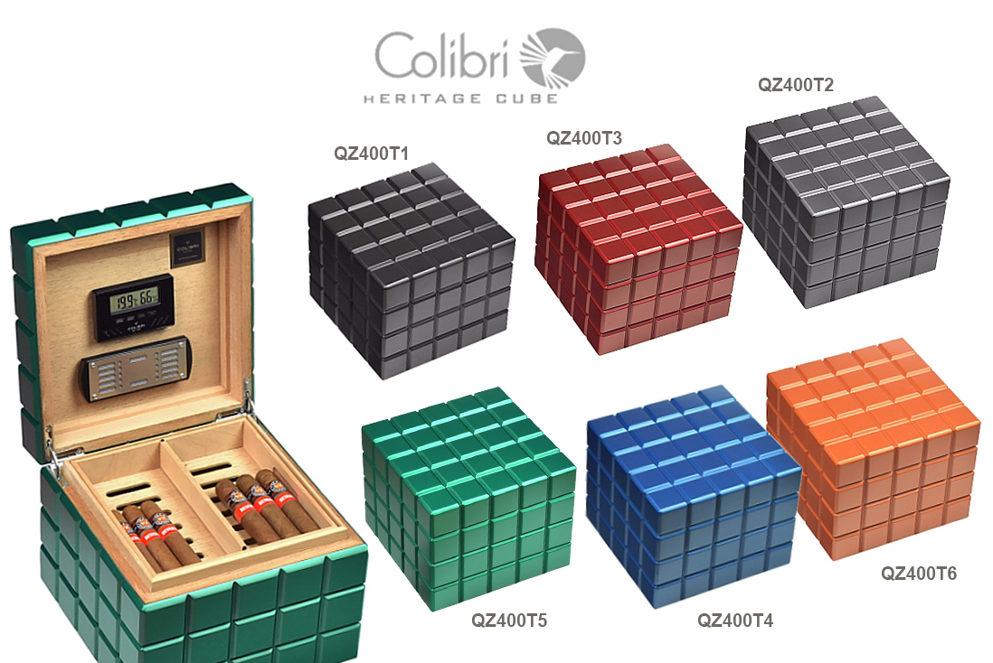 SCATOLA HUMIDOR PORTASIGARI COLIBRI HERITAGE CUBE QZ400T