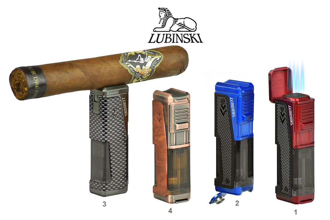 ACCENDINO LUBINSKI GALAXY QUATTRO FIAMME JET ANTIVENTO BUCASIGARI POSASIGARI WJ205