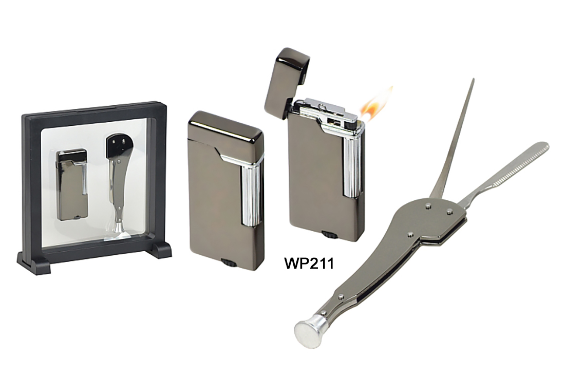 SET LUBINSKI ACCENDINO PER PIPA ACCENDIPIPA FIAMMA DOLCE E PIGINO CURAPIPE 3 USI WP211